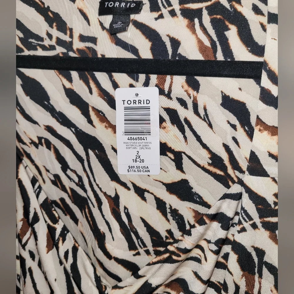 NWT Torrid Zebra Print Side Cutout Midi Dress - Size 2X - Picture 8 of 9